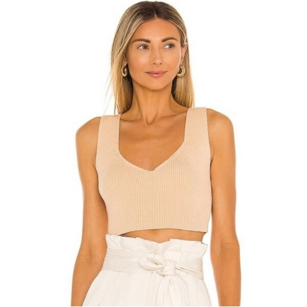 A.L.C. Sleeveless Knit Top Cream/Tan Size Large
